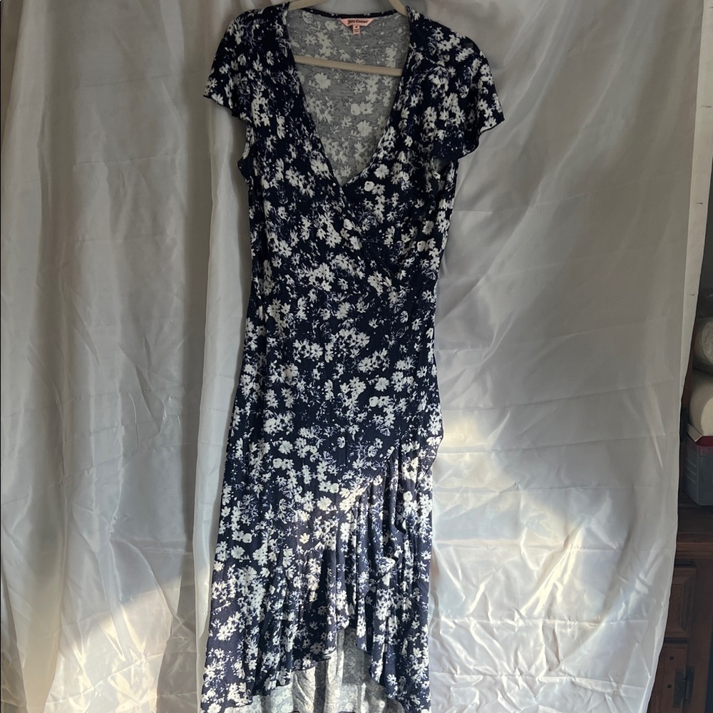 Juicy Couture Midnight Blue Floral High Low Dress